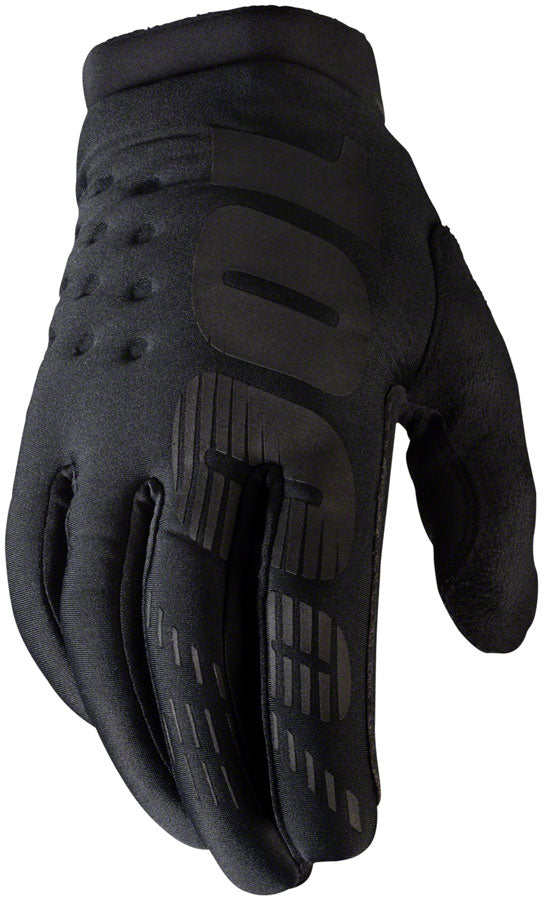 100% Brisker Gloves - Black Full Finger Men's Medium