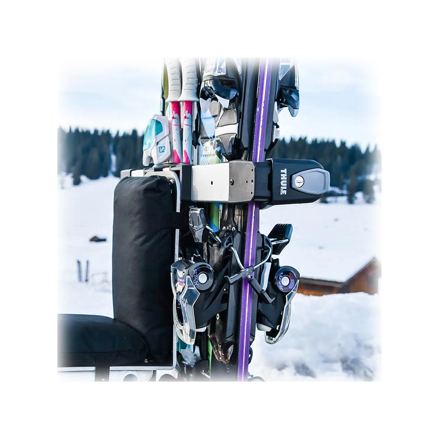 Yuba Ski Rack Carry skis and/or snowboards aboard the Spicy Curry or Spicy Curry AT cargo bikes