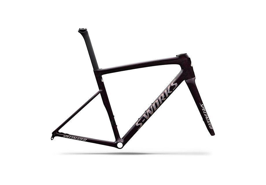 Specialized Tarmac Sl8 S-Works Frmset Gloss Carbon / Bordeaux Metallic + Nebula Directional Brush / Pearl Over White 52