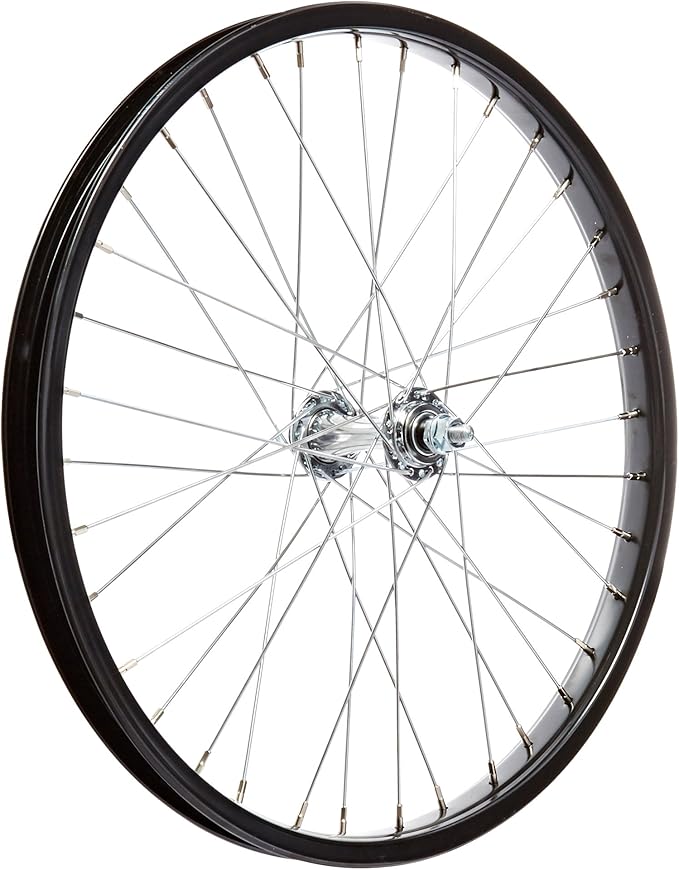 Sta-Tru Front Wheel 20" Black Steel Rim, Solid Axle, and 36 Spokes, Includes Axle Nuts