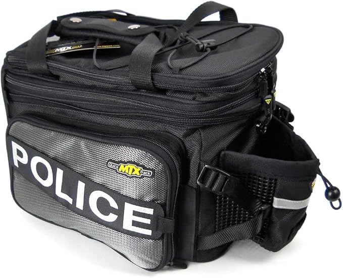 MTX Trunk Bag DXP, with expandable Topeak & Side pannier & bottle holder w/ POLICE logo
