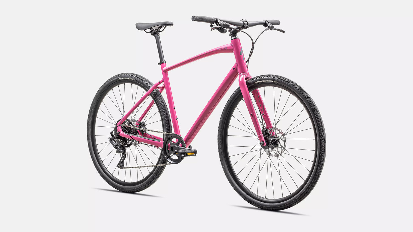 2025 Specialized sirrus x 3.0 km bike gloss rebel pink / ashen grey reflective l