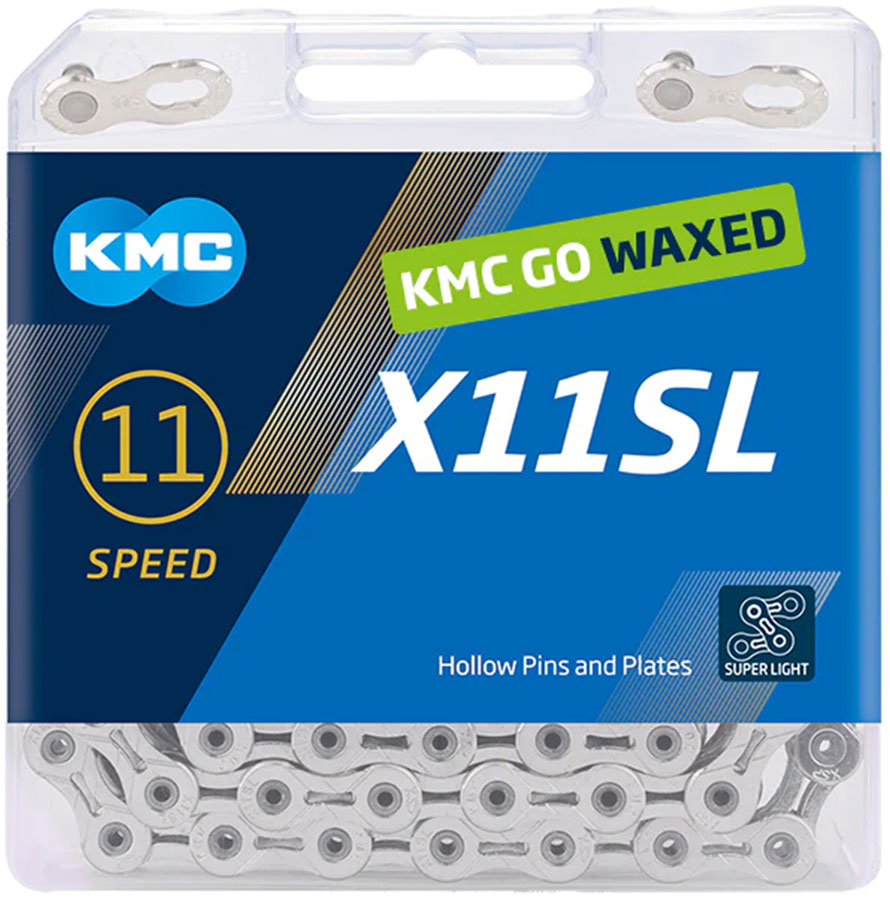 KMC X11SL Waxed Chain - 11-Speed 118 Links Silver