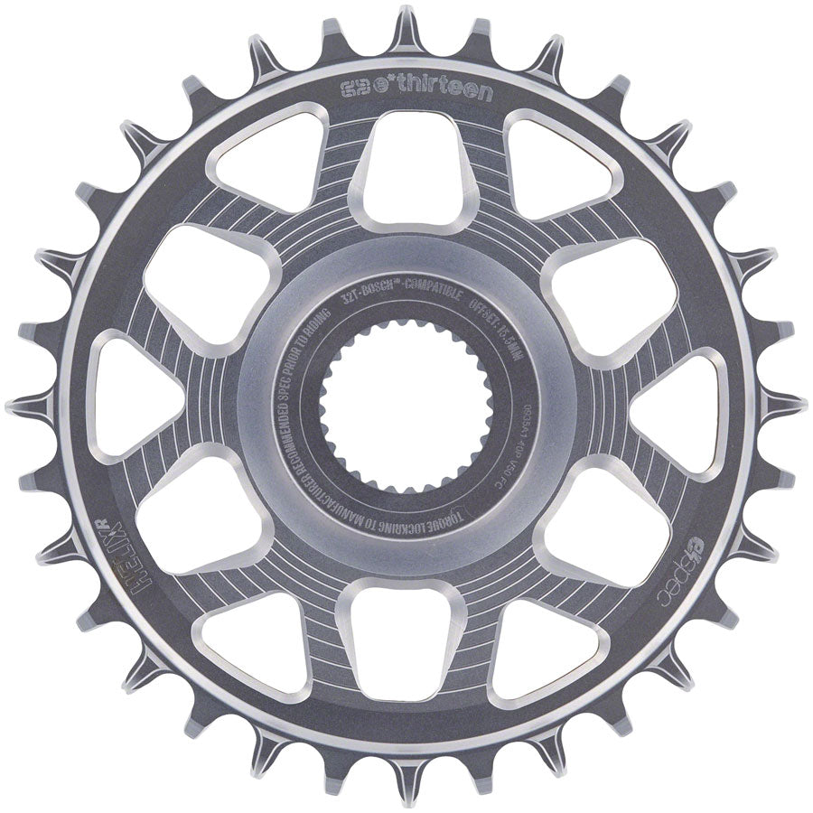 e*thirteen Helix Race e*spec Chainring - Bosch SX / Gen4 CX Direct Mount 15mm Offset 32T 11/12 Speed Silver