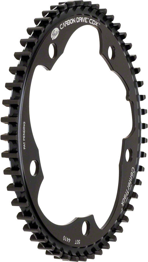 Gates Carbon Drive CDX CenterTrack Fin Line Front Belt Drive Ring - 50t 5-Bolt130mm BCD Fin Tooth BLK