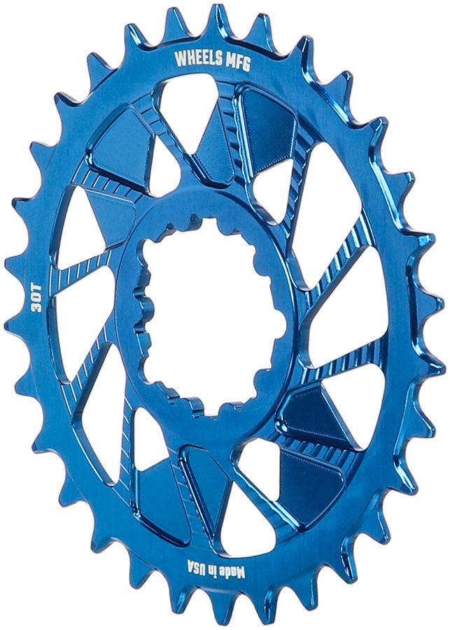 Wheels Manufacturing Direct Mount Chainring - 30t SRAM 3-Bolt Direct Mount 3mm Offset T-Type Chain Compatible Blue
