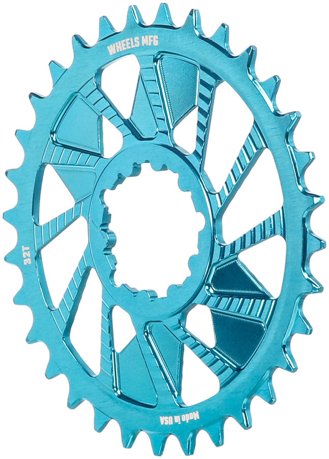 Wheels Manufacturing Direct Mount Chainring - 32t SRAM 3-Bolt Direct Mount 3mm Offset Compatible Hyperglide+ Chain Teal