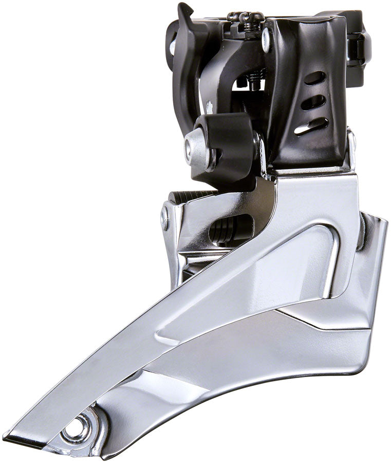 microSHIFT T382B Front Derailleur - 8-Speed Double 44-48T Max 31.8/34.9 Band Clamp Shimano Compatible Silver