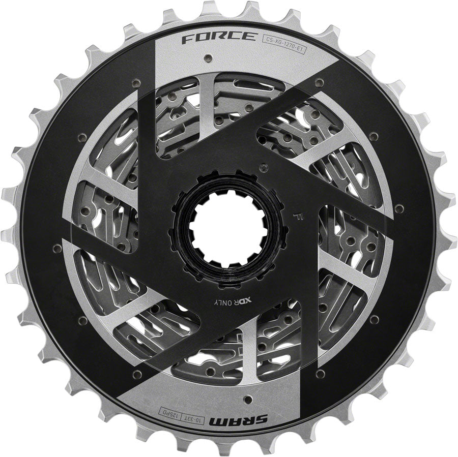 SRAM Force XG-1270 Cassette - 12-Speed 10-33t Silver For XDR Driver Body E1