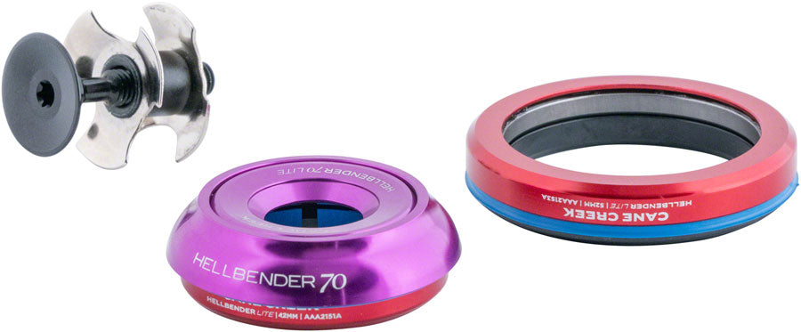 Cane Creek Hellbender 70 Lite Headset - IS42/28.6/H9 Upper | IS52/40 Lower Tapered Purple