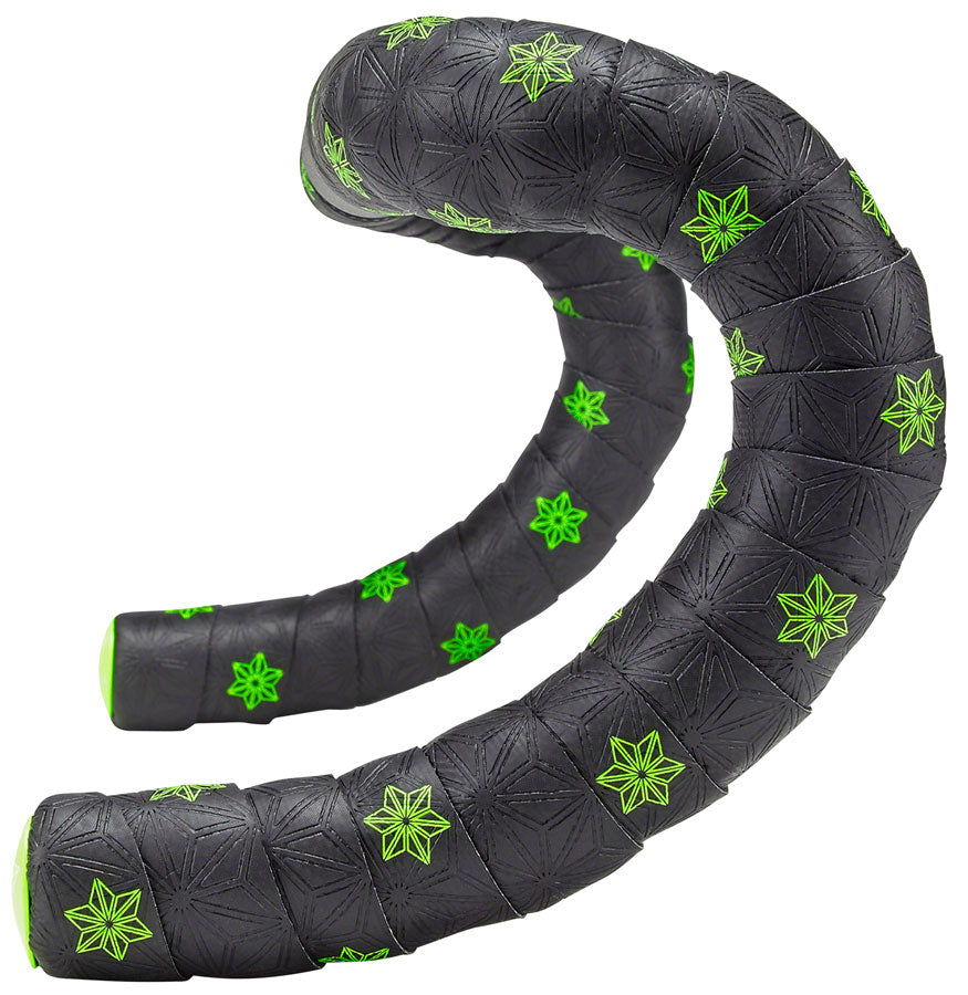 Supacaz Super Sticky Kush Galaxy Bar Tape - Neon YLW Print Neon YLW Plugs