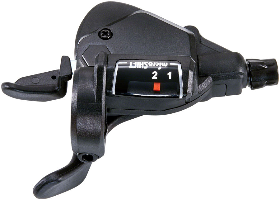 microSHIFT TS39-2L Left Thumb-Tap Shifter - Double Optical Gear Indicator Shimano Compatible BLK