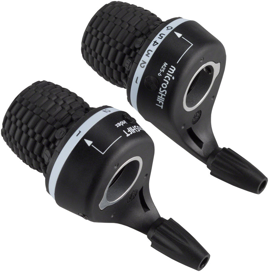 microSHIFT MS25 Twist Shifter Set - 6-Speed Triple Shimano Compatible Black