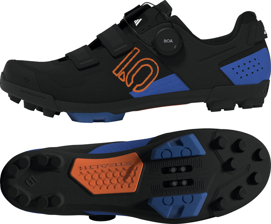 Five Ten Kestrel BOA Mountain Clipless Shoes - Mens Core BLK/Pure Orange/Ray Blue 8.5