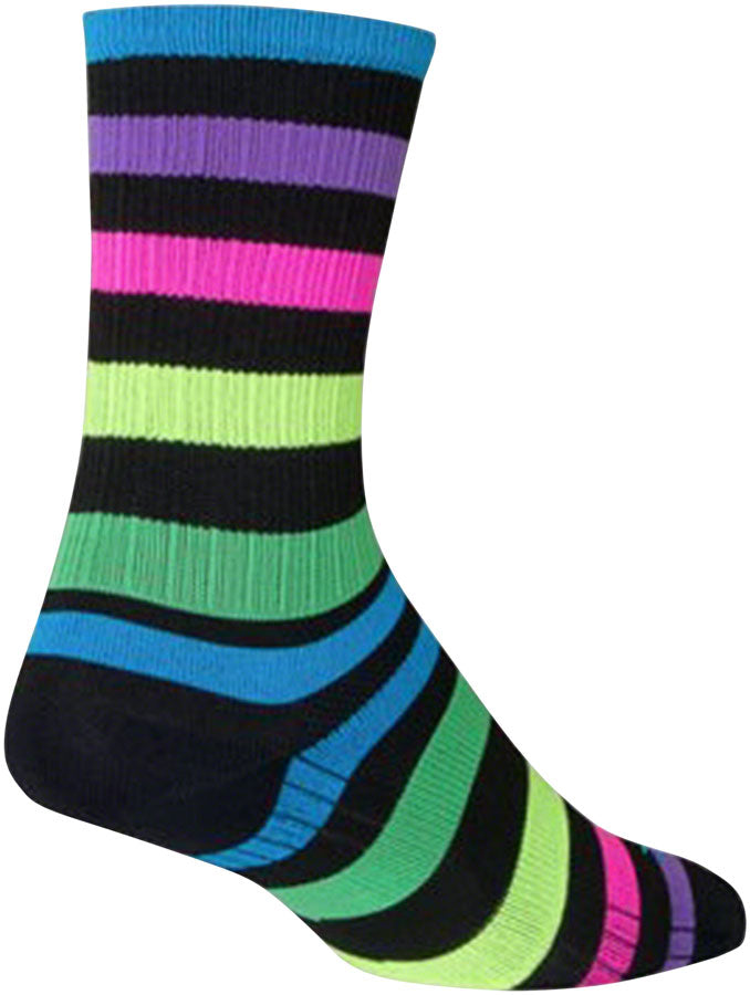 SockGuy SGX Night Bright Socks - 6" Black/Multi-Color Large/X-Large
