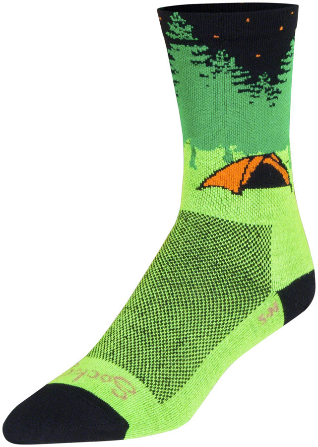 SockGuy Off the Grid Crew Socks - 6" Green/Black/Brown Small/Medium