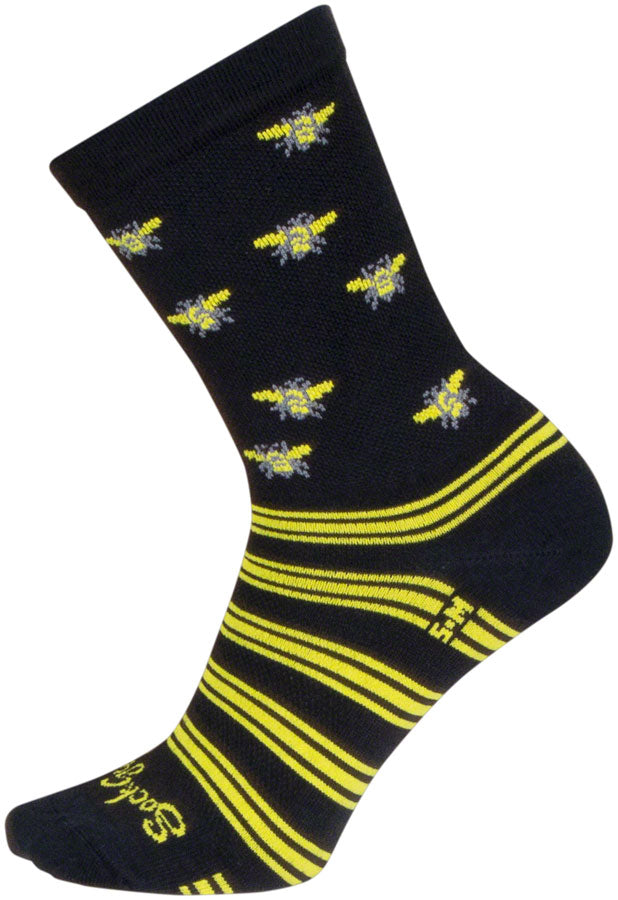 SockGuy Buzz Crew Socks - 6" Black/Yellow Large/X-Large