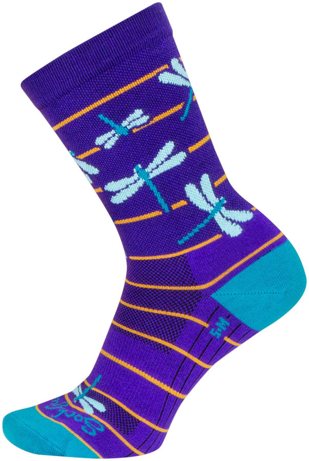 SockGuy Dragonflies Crew Socks - 6" Purple/Blue/Orange Large/X-Large