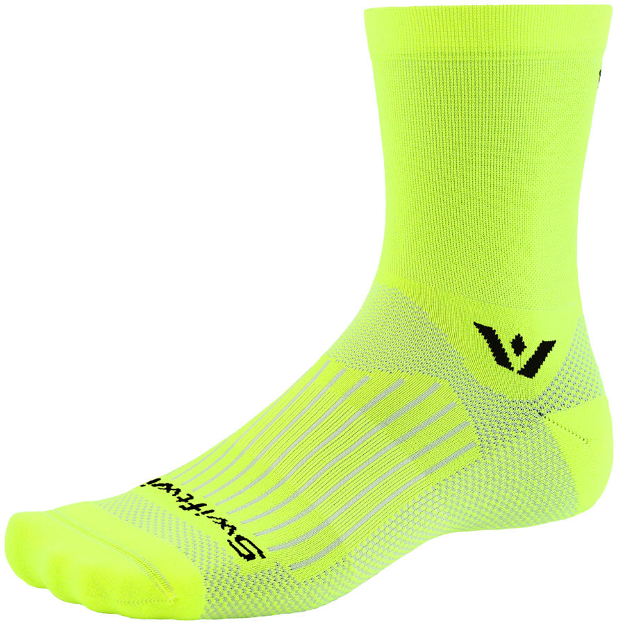 Swiftwick Aspire Mid-Crew Socks - 5" Hi-Viz Yellow X-Large