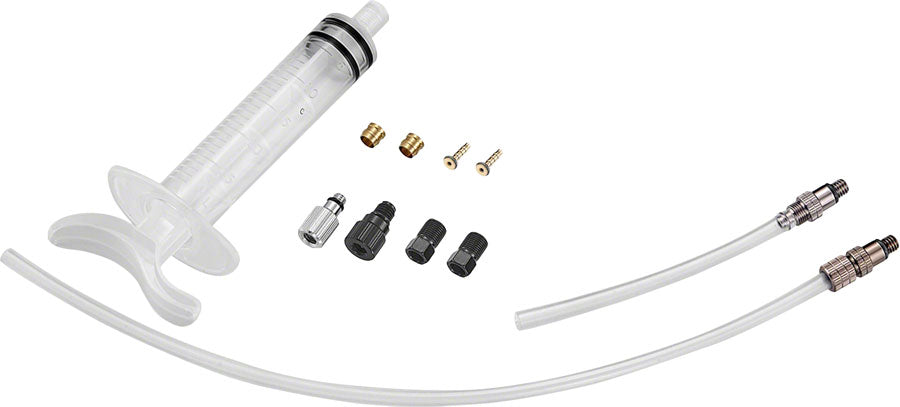 Tektro Basic Bleed Kit - Includes Syringe Plastic Tubing Hose Retainer Compression Ferrules Brass Inserts Inlet/Outlet Valve