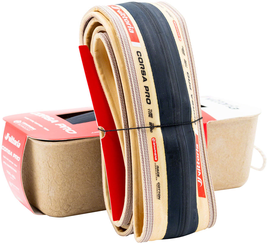 Vittoria Corsa Pro Tire - 700 x 28 Clincher Folding BLK/Tan Graphene + Silica G2.0