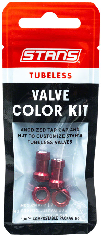 Stans Tubeless Valve Stem Cap Color Kit - Red Pair