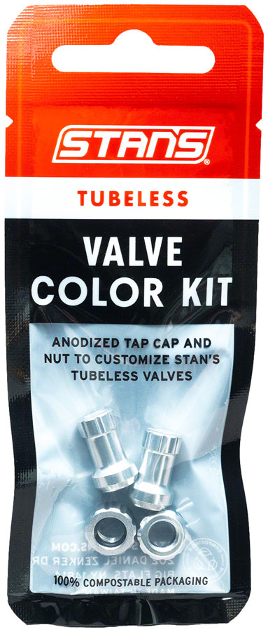 Stans Tubeless Valve Stem Cap Color Kit - Silver Pair
