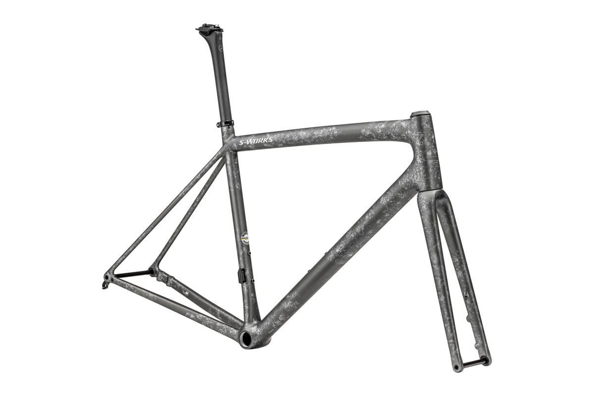S-Works Aethos Frameset - FACT 12R Carbon - SATIN SILVER PEARL - BLACK PEARL ORGANIC COLOR RUN/ BRUSHED LIQUID SILVER / 49