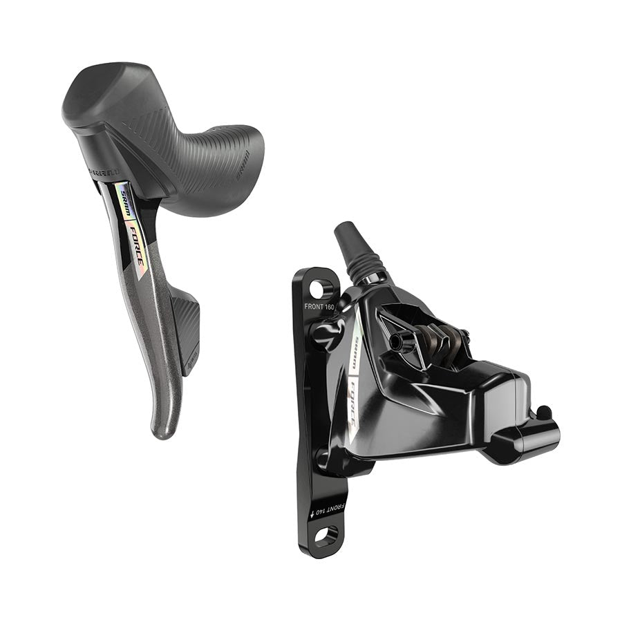SRAM Force AXS HRD eTap Shift/Brake Lever Hydraulic Disc Brake Caliper - Left/Front Flat Mount 20mm Offset Iridescent Gray/Blk D2 Hydraulic Brake/Shift Lever Drop Bar SRAM