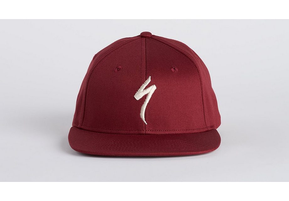 Specialized flat brim hat garnet red/birch white osfa Hats and Caps Specialized