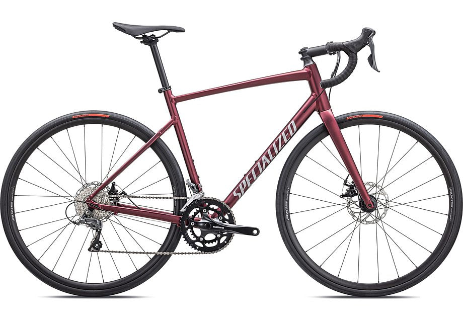 2024 Specialized allez e5 disc bike satin maroon/silver dust/flo red 61 Bicycle Specialized