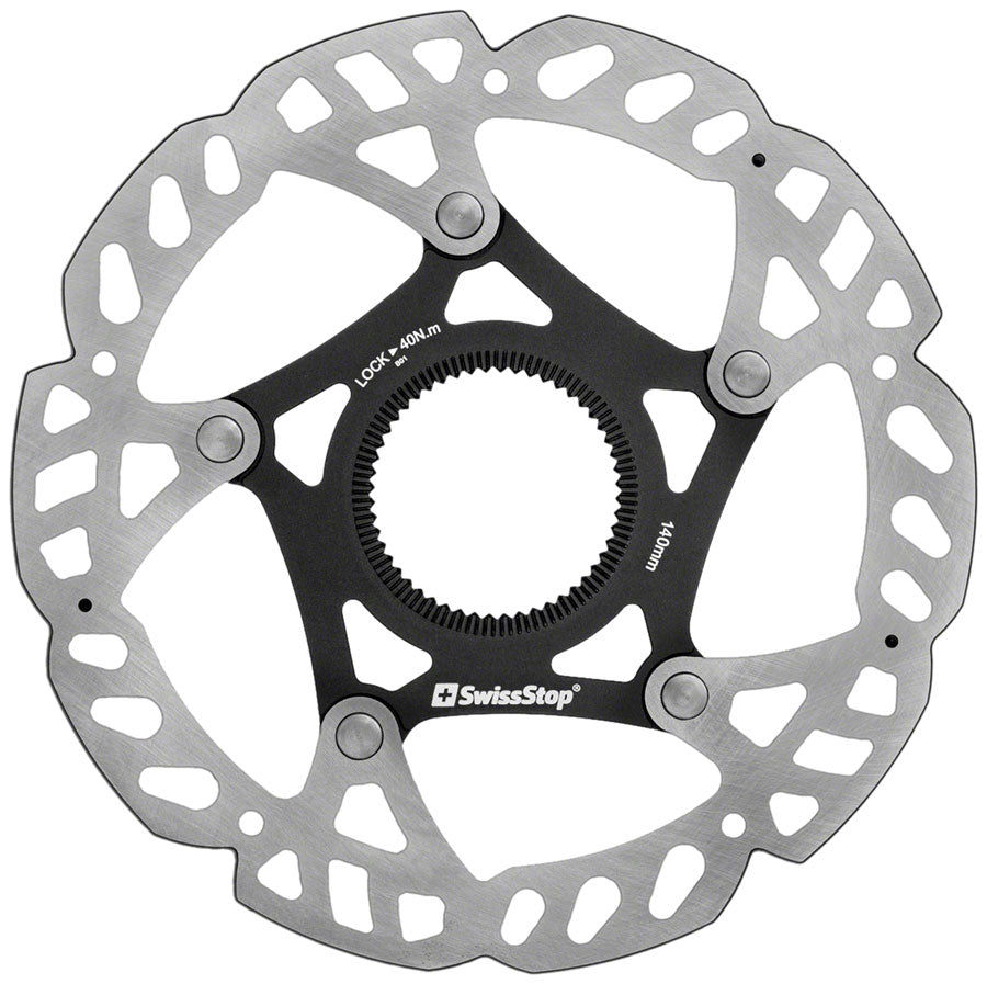 SwissStop Catalyst Pro Disc Rotor - 140mm CenterLock Silver/Black Disc Rotor SwissStop
