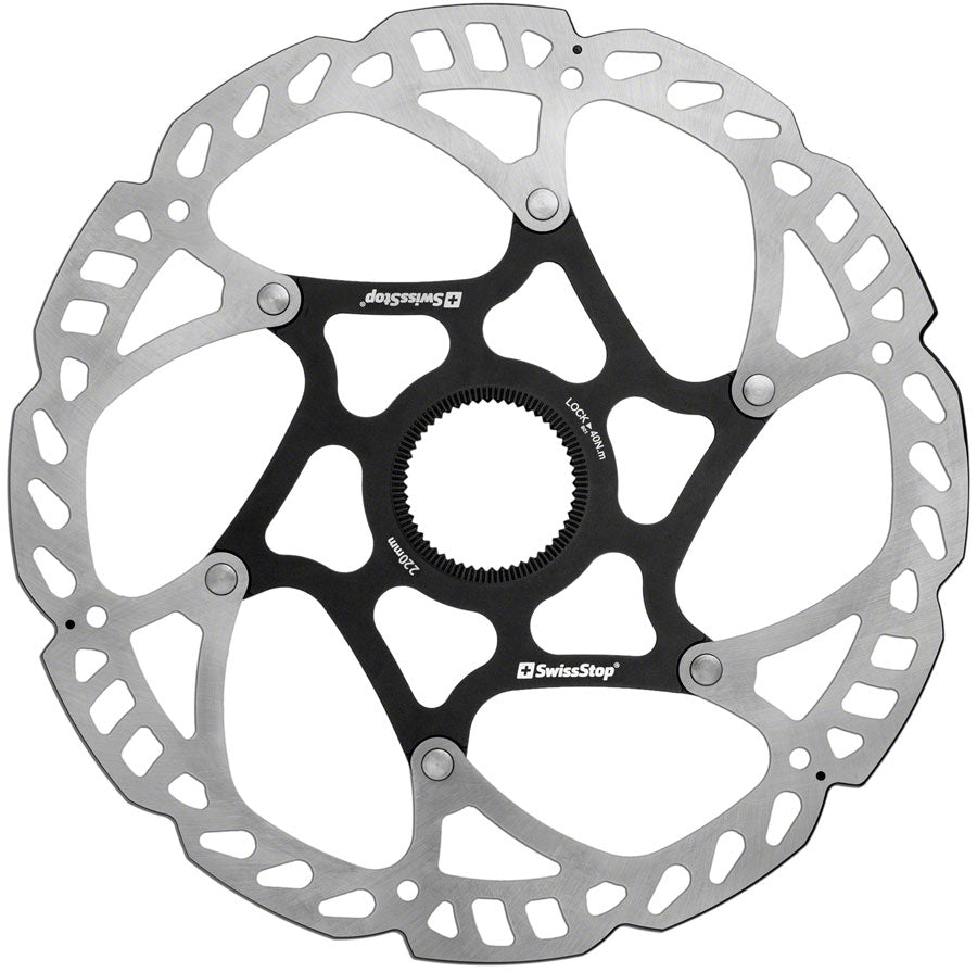 SwissStop Catalyst Pro Disc Rotor - 220mm CenterLock Silver/Black Disc Rotor SwissStop