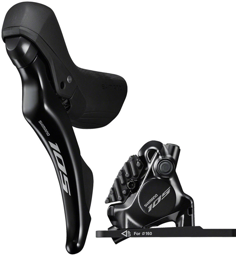 Shimano 105 105 ST-R7120-L Shift/Brake Lever BR-R7170 Hydraulic Disc Brake Caliper - Left/Front 2x Flat Mount BLK Hydraulic Brake/Shift Lever Drop Bar Shimano