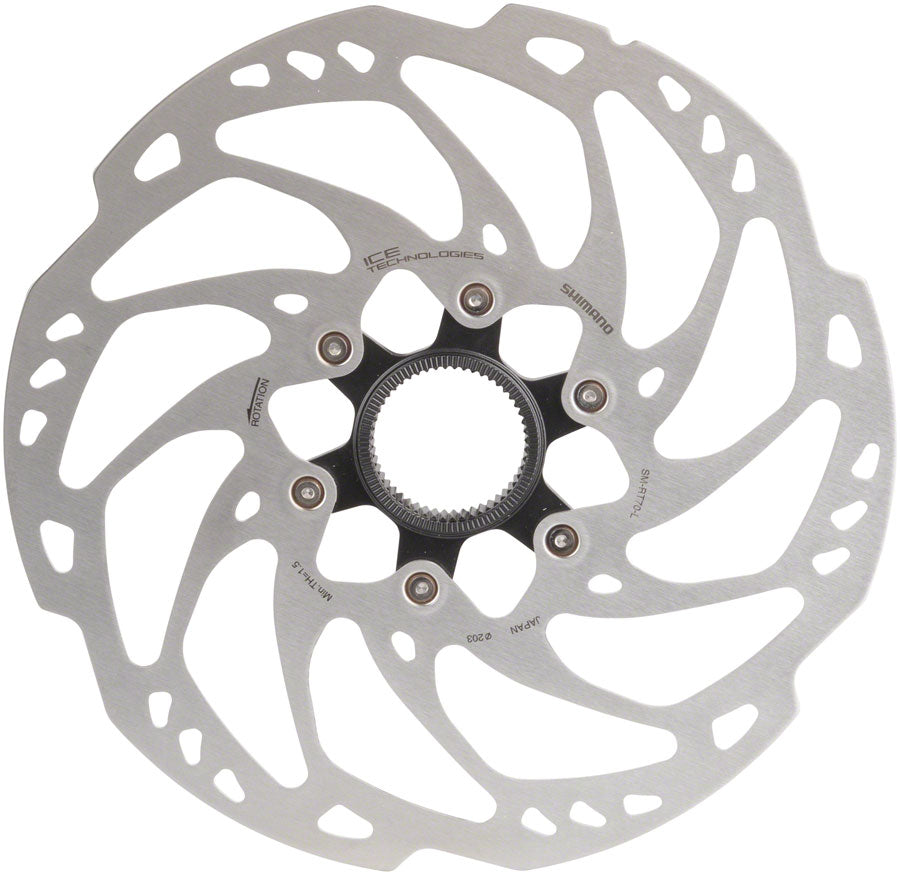 Shimano SLX SM-RT70-L Disc Brake Rotor - 203mm Center Lock Silver Disc Rotor Shimano