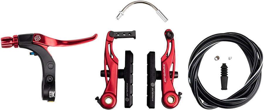 Promax P-1/Click V-Point Linear Pull Brake Kit - 85mm Red Linear Pull Brakes Promax