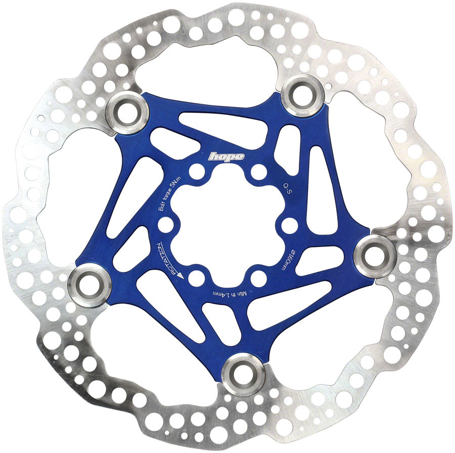 Hope Floating Disc Brake Rotor - 160mm 6-Bolt Blue Disc Rotor Hope