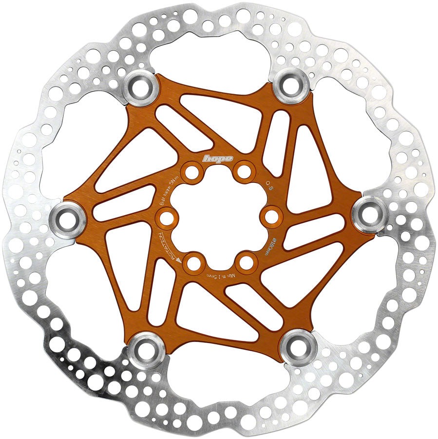 Hope Floating Disc Brake Rotor - 180mm 6-Bolt Orange Disc Rotor Hope