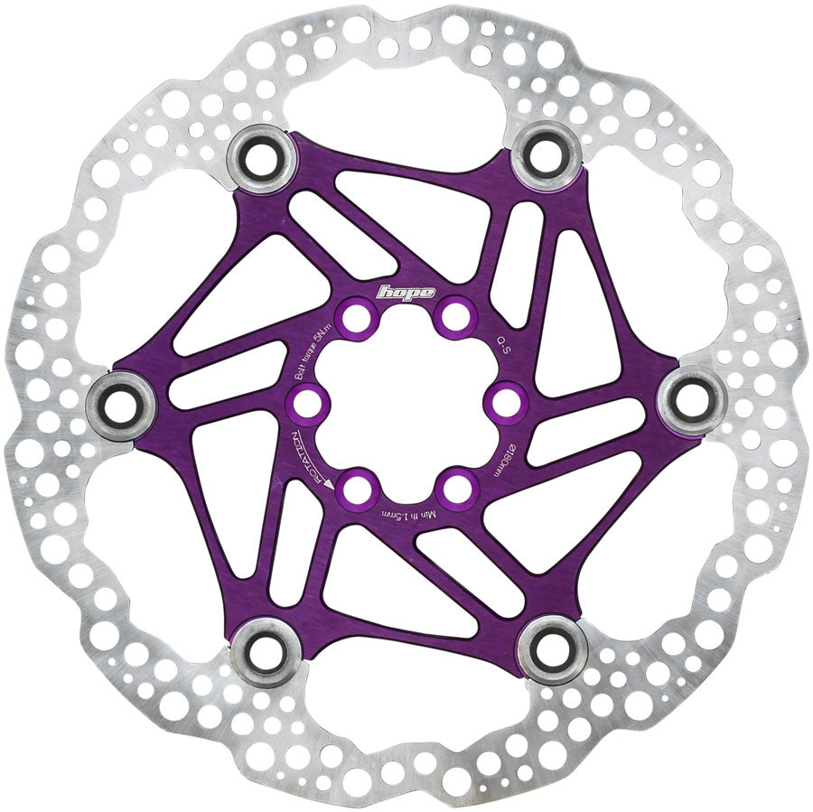 Hope Floating Disc Brake Rotor - 180mm 6-Bolt Purple Disc Rotor Hope