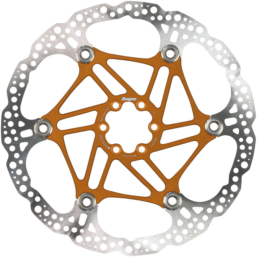 Hope Floating Disc Brake Rotor - 220mm 6-Bolt Orange Disc Rotor Hope