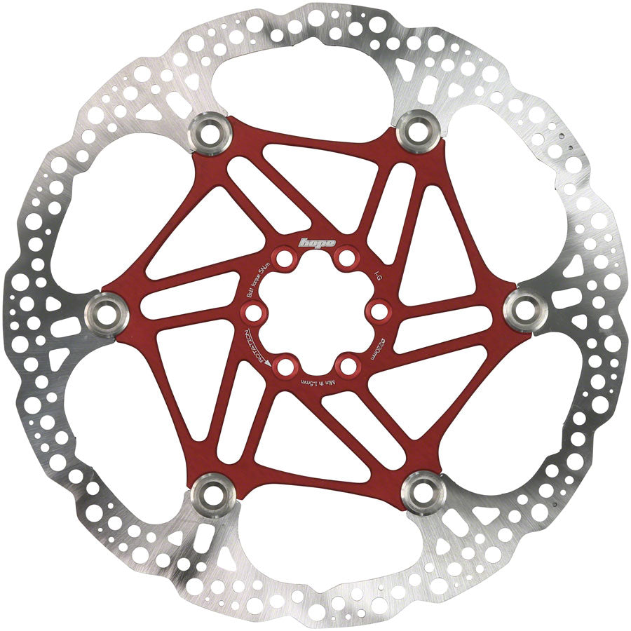 Hope Floating Disc Brake Rotor - 220mm 6-Bolt Red Disc Rotor Hope
