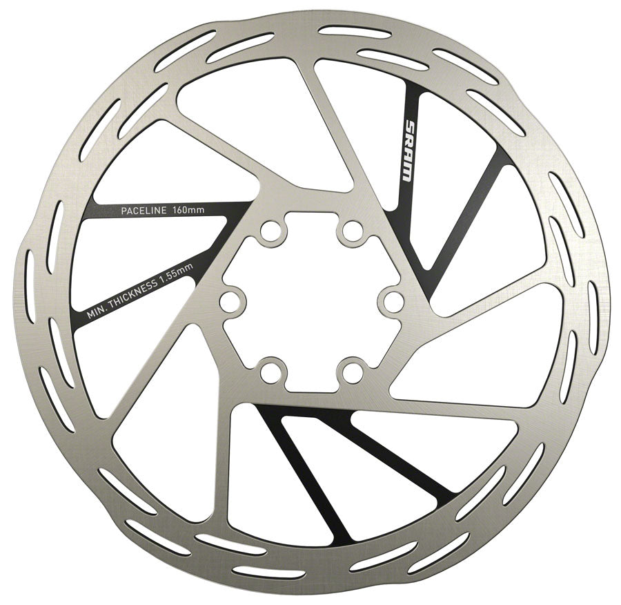 SRAM Paceline Disc Brake Rotor - 160mm 6-Bolt Silver/Black Disc Rotor SRAM