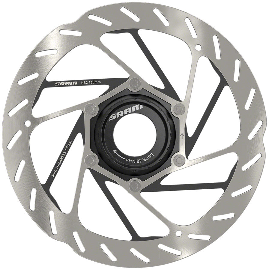 SRAM HS2 Disc Brake Rotor - 160mm Center Lock Rounded Silver/Black Disc Rotor SRAM