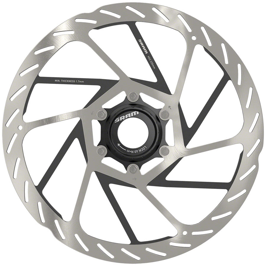 SRAM HS2 Disc Brake Rotor - 220mm Center Lock Rounded Silver/Black Disc Rotor SRAM