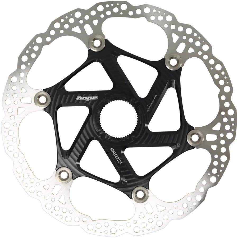 Hope MTB Floating Centre-Lock Disc Brake Rotor - 220mm Center-Lock Black Disc Rotor Hope
