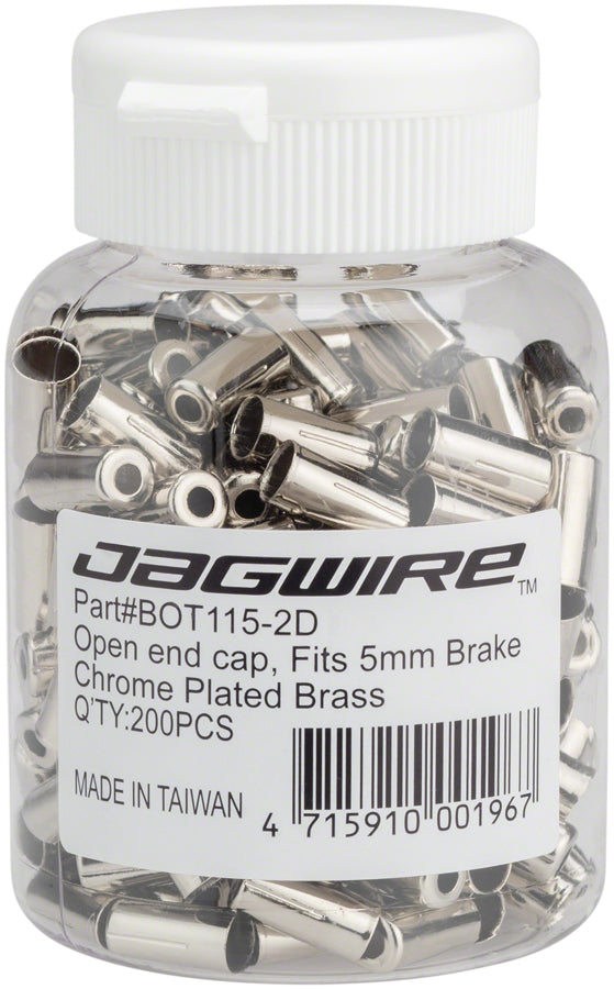 Jagwire 5mm Open Pre-Crimped End Caps Bottle of 200 Chome Plated Cables and Housing Jagwire
