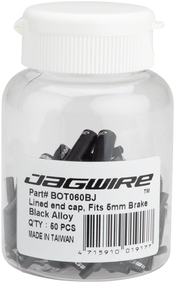 Jagwire 5mm Lined Alloy End Caps Bottle of 50 Black Cables and Housing Jagwire