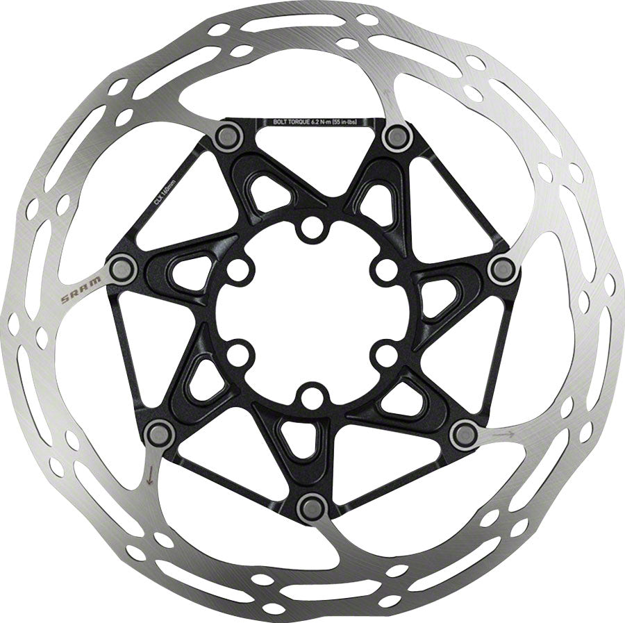 SRAM Centerline X Disc Brake Rotor - 160mm 6-Bolt Steel Bolts Silver/Black Disc Rotor SRAM