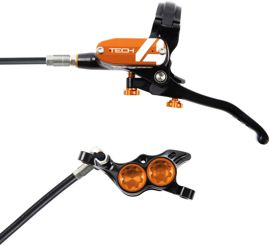 Hope Tech 4 E4 Disc Brake and Lever Set - Front Hydraulic Post Mount Orange Disc Brake & Lever Hope