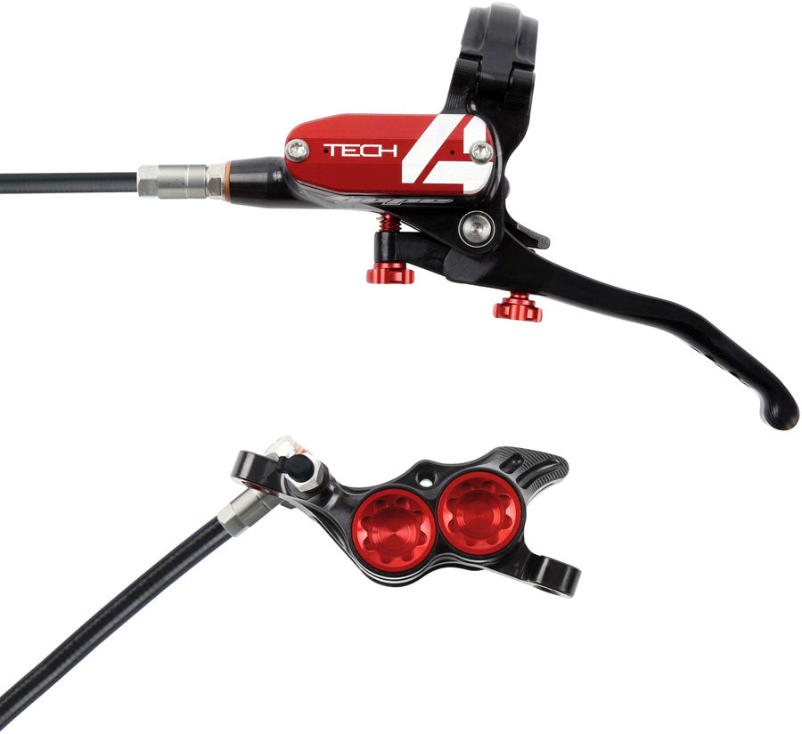 Hope Tech 4 E4 Disc Brake and Lever Set - Rear Hydraulic Post Mount Red Disc Brake & Lever Hope